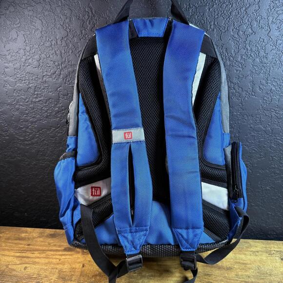 Ful Blue Gray Backpack School Travel Multiple Compartments Padded Straps Unisex - Picture 2 of 5